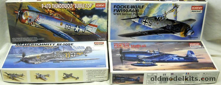 Academy 1/72 P-47D Thunderbolt / Grumman F6F -3/5 Hellcat / Bf-109E / Focke-Wulf FW-190 A6/8 plastic model kit